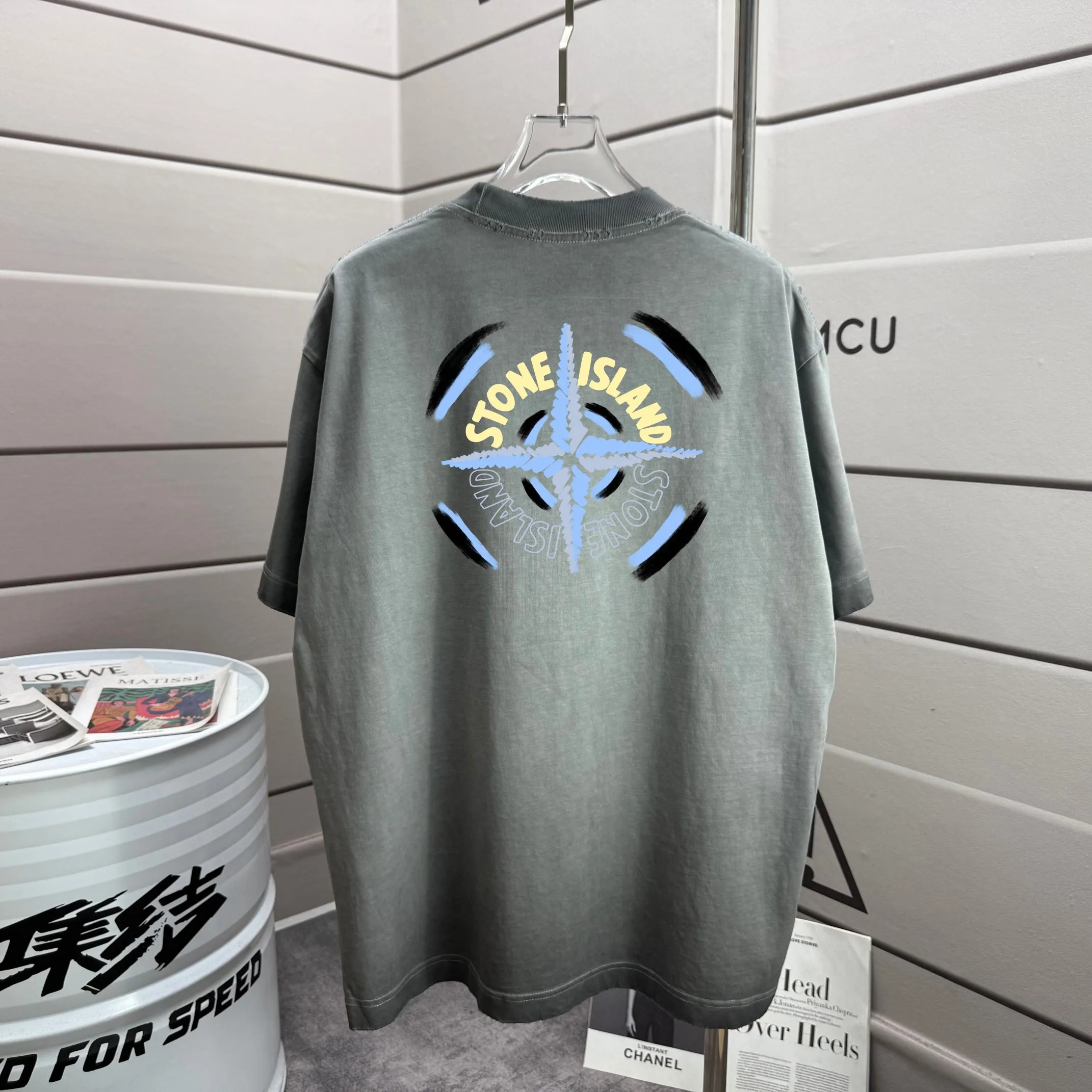 P160 Ston* islan* 石*岛 2025 autumn and winter new style, washed and worn 320g round neck short-sleeved tee, loose version for men and women, color: washed black, washed white, washed gray, washed brown gray Size: S M L XL XXL Size: S (90-130 catties) M (120-150 catties) L (140-165 catties) (160-180 catties) XXL (180-210 catties)